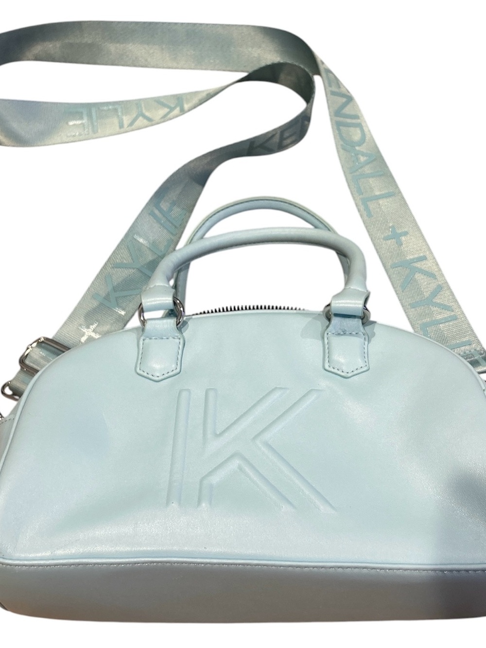 Kendall + Kylie Baby Blue Dome Crossbody Satchel Purse Bag Detachable Strap